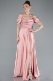 Onion Skin Off The Shoulder Slit Long Satin Prom Dress ABU4703