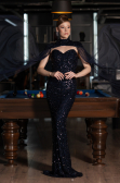 Long Navy Blue Scaly Evening Dress ABU4910