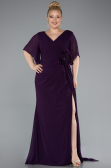 Long Dark Purple Chiffon Plus Size Evening Dress ABU4911