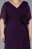 Long Dark Purple Chiffon Plus Size Evening Dress ABU4911
