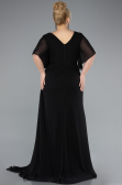 Long Black Chiffon Plus Size Evening Dress ABU4911