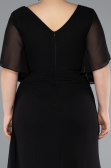 Long Black Chiffon Plus Size Evening Dress ABU4911