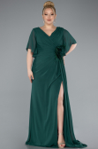 Long Emerald Green Chiffon Plus Size Evening Dress ABU4911