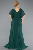 Long Emerald Green Chiffon Plus Size Evening Dress ABU4911
