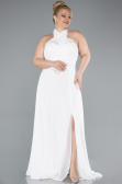 Long White Chiffon Formal Plus Size Dress ABU4951