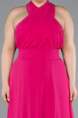 Long Fuchsia Chiffon Formal Plus Size Dress ABU4951