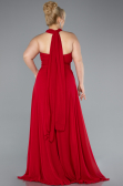 Long Red Chiffon Formal Plus Size Dress ABU4951