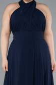 Long Navy Blue Chiffon Formal Plus Size Dress ABU4951
