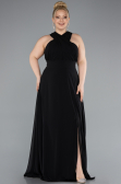 Long Black Chiffon Formal Plus Size Dress ABU4951