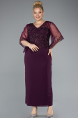 Midi Purple Chiffon Plus Size Evening Dress ABK2333