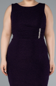 Midi Dark Purple Plus Size Evening Dress ABK2338