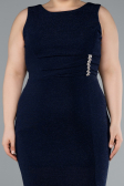 Midi Navy Blue Plus Size Evening Dress ABK2338