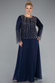 Navy Blue Long Chiffon Plus Size Evening Gown ABU4629