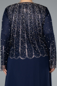 Navy Blue Long Chiffon Plus Size Evening Gown ABU4629