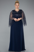 Navy Blue Stones On Top Two Piece Long Plus Size Evening Gown ABU4888