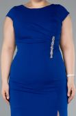 Midi Sax Blue Plus Size Party Dress ABK2340