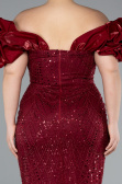 Burgundy Long Beaded Plus Size Engagement Dress ABU4788
