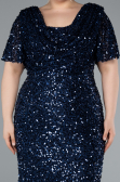 Long Navy Blue Scaly Plus Size Evening Dress ABU4926