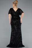 Long Black Scaly Plus Size Evening Dress ABU4926