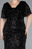 Long Black Scaly Plus Size Evening Dress ABU4926
