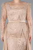 Long Gold Beaded Plus Size Engagement Dress ABU4761