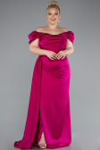 Fuchsia Long Satin Plus Size Evening Dress ABU1626