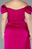 Fuchsia Long Satin Plus Size Evening Dress ABU1626