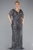 Long Anthracite Formal Plus Size Dress ABU4953