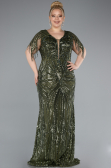 Long Olive Drab Formal Plus Size Dress ABU4953