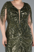 Long Olive Drab Formal Plus Size Dress ABU4953