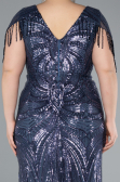 Long Indigo Formal Plus Size Dress ABU4953