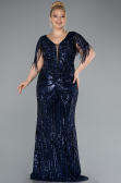 Long Navy Blue Formal Plus Size Dress ABU4953