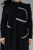 Long Black Plus Size Evening Dress ABU4938