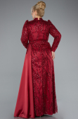 Long Burgundy Beaded Large Size Dress ABU4942