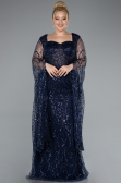 Long Navy Blue Plus Size Evening Gown ABU4945