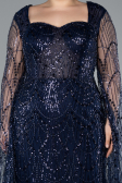 Long Navy Blue Plus Size Evening Gown ABU4945