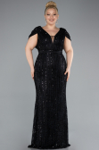 Long Black Dantelle Plus Size Engagement Dress ABU4948