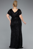 Long Black Dantelle Plus Size Engagement Dress ABU4948