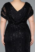 Long Black Dantelle Plus Size Engagement Dress ABU4948