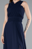 Long Navy Blue Chiffon Prom Gown ABU4965