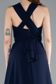 Long Navy Blue Chiffon Prom Gown ABU4965