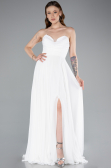 Long White Chiffon Prom Gown ABU4966