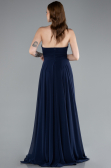 Long Navy Blue Chiffon Prom Gown ABU4966