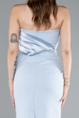 Light Blue Strapless Train Short Invitation Dress ABK2306