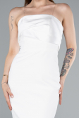 White Strapless Train Short Invitation Dress ABK2306