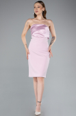 Powder Color Strapless Train Short Invitation Dress ABK2306