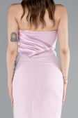 Powder Color Strapless Train Short Invitation Dress ABK2306