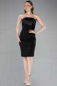 Black Strapless Train Short Invitation Dress ABK2306
