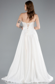 Long White Satin Evening Dress ABU4975