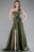 Long Olive Drab Satin Evening Dress ABU4975